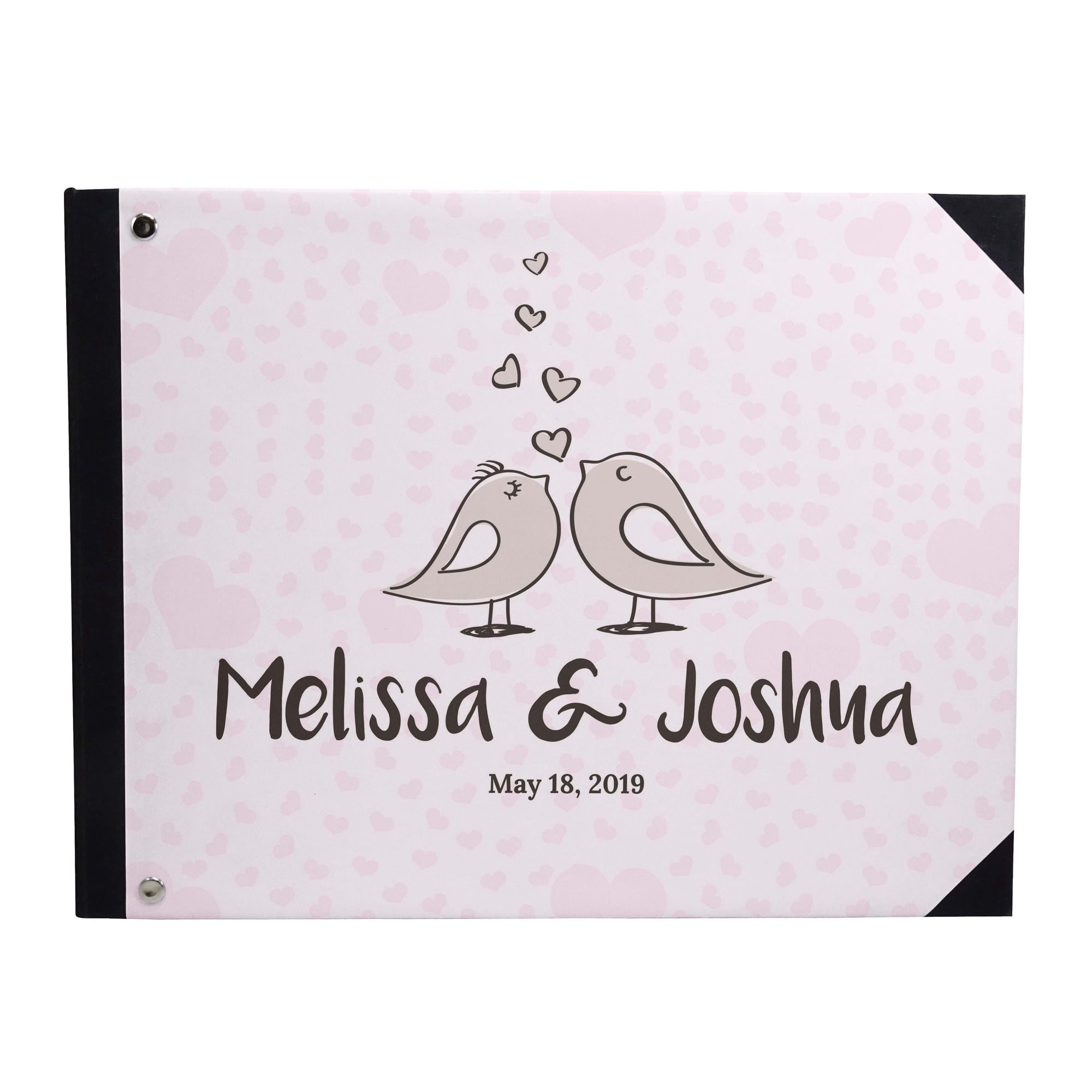 Darling Souvenir Purple Love Birds Printed Hardbound Cover Guestbook For Wedding Guest Sign In Book Registry-9 x 12 Inches