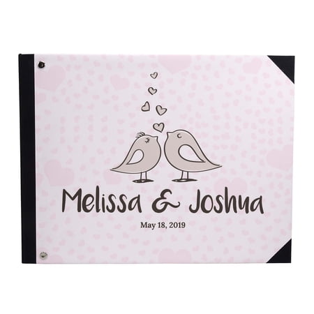 Darling Souvenir Purple Love Birds Printed Hardbound Cover Guestbook For Wedding Guest Sign In Book Registry-9 x 12 Inches