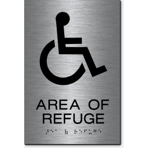 

Area Of Refuge Wheelchair Sign-Steel / Black(3 Units)