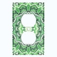 thumbnail image 2 of Metal Light Switch Plate Cover Green Mandala Icy Flower Tile Pattern MDL049, 2 of 13