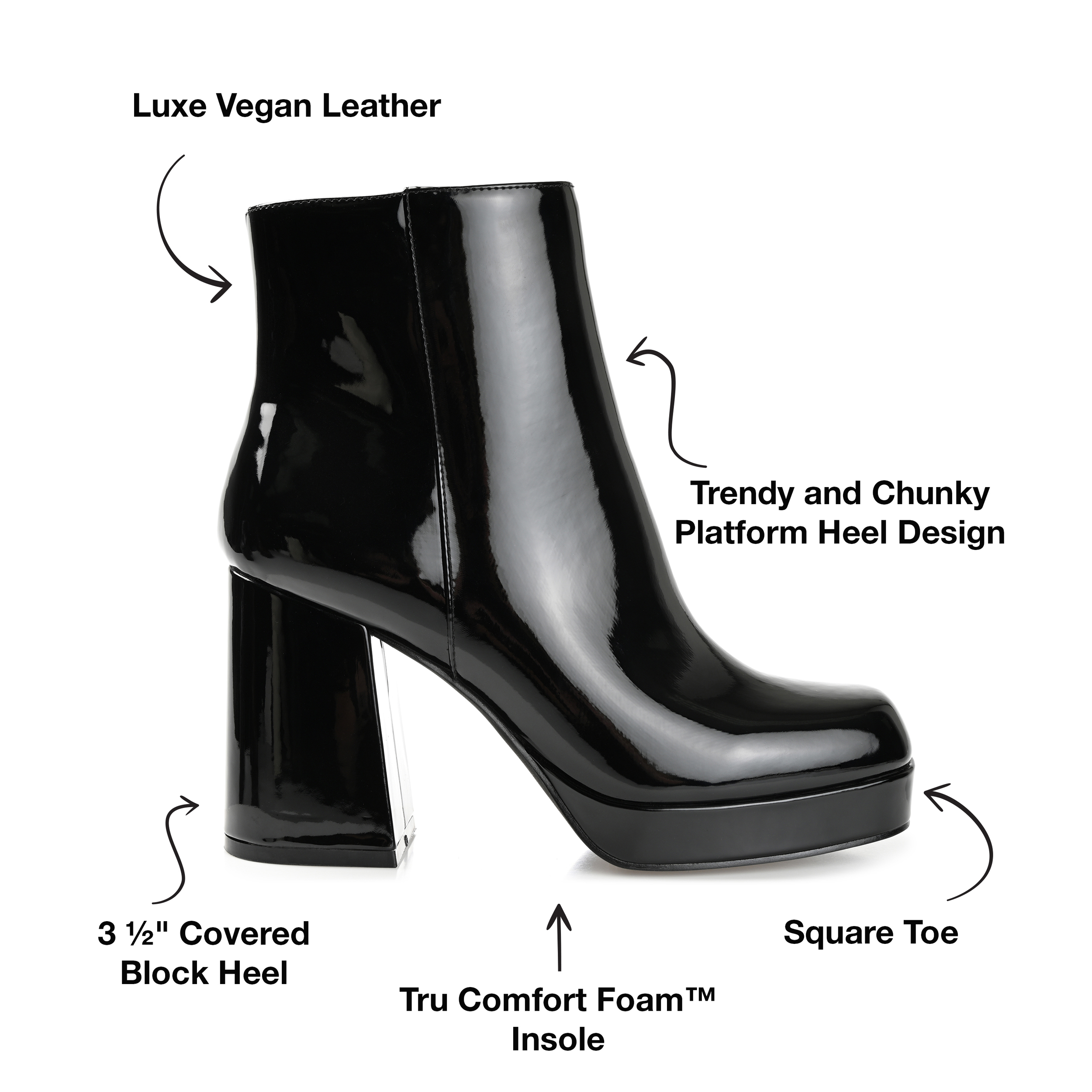 Journee Collection Womens Mollie Square Toe Platform Ankle Booties