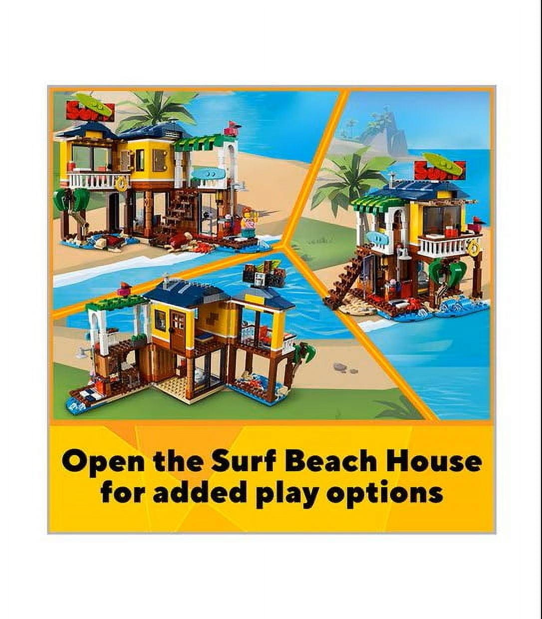 LEGO Creator 3 in 1 Surfer Beach House with 2 Minifigures and Dolphin Figure, Transforms from Surf Shack to Lighthouse to Pool House, Great Building Toy Set for Kids, Girls, and Boys Ages 8+, 31118