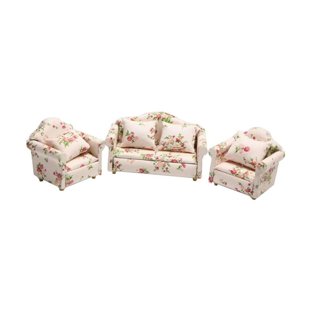 Paquete de 3 muebles de sofá juguetes mader 1:12 decoración de muebles de sofá en miniatura Zulema sofá de casa de muñecas