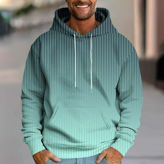 Zylanna Men's Hoodie Pullover, with Drawstring Pockets Fleece Lined Gradient Color Casual Sweatshirts for Men Mint Green