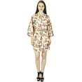 thumbnail image 4 of Bimba Women Short Cotton Robe Floral Print Getting Ready Bridesmaid Robes- Off-White, 4 of 5