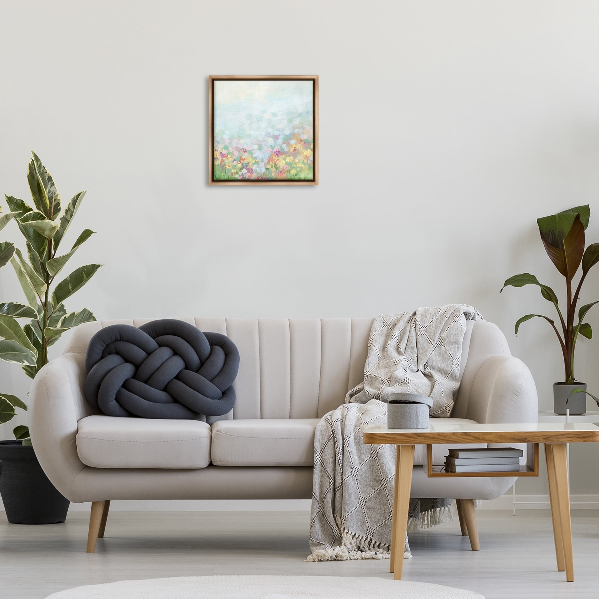 Stupell Industries Abstract Soft Meadow Abstract Painting Brown Floater Framed Art Print Wall Art, 18 x 18