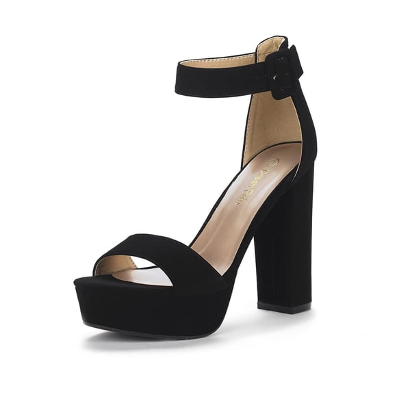 Sandalia DREAM PAIRS Orinthia Negra Nubuck con Plataforma y Tacón de 16.5 cm