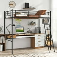 thumbnail image 2 of Costway Twin Size Metal Loft Bed Single Loft Bunk Bed with Full-Length Guardrail, 2 of 10
