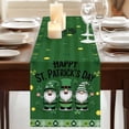 thumbnail image 3 of St Patricks Day Table Runner, Gnomes Green Shamrock Spring Gold Coin Striped Cotton Linen Table Runners 90 Inches Long, Dresser Scarf Runner for Dining/Coffee/Kitchen/Hallway Tables 13''x90'', 3 of 9
