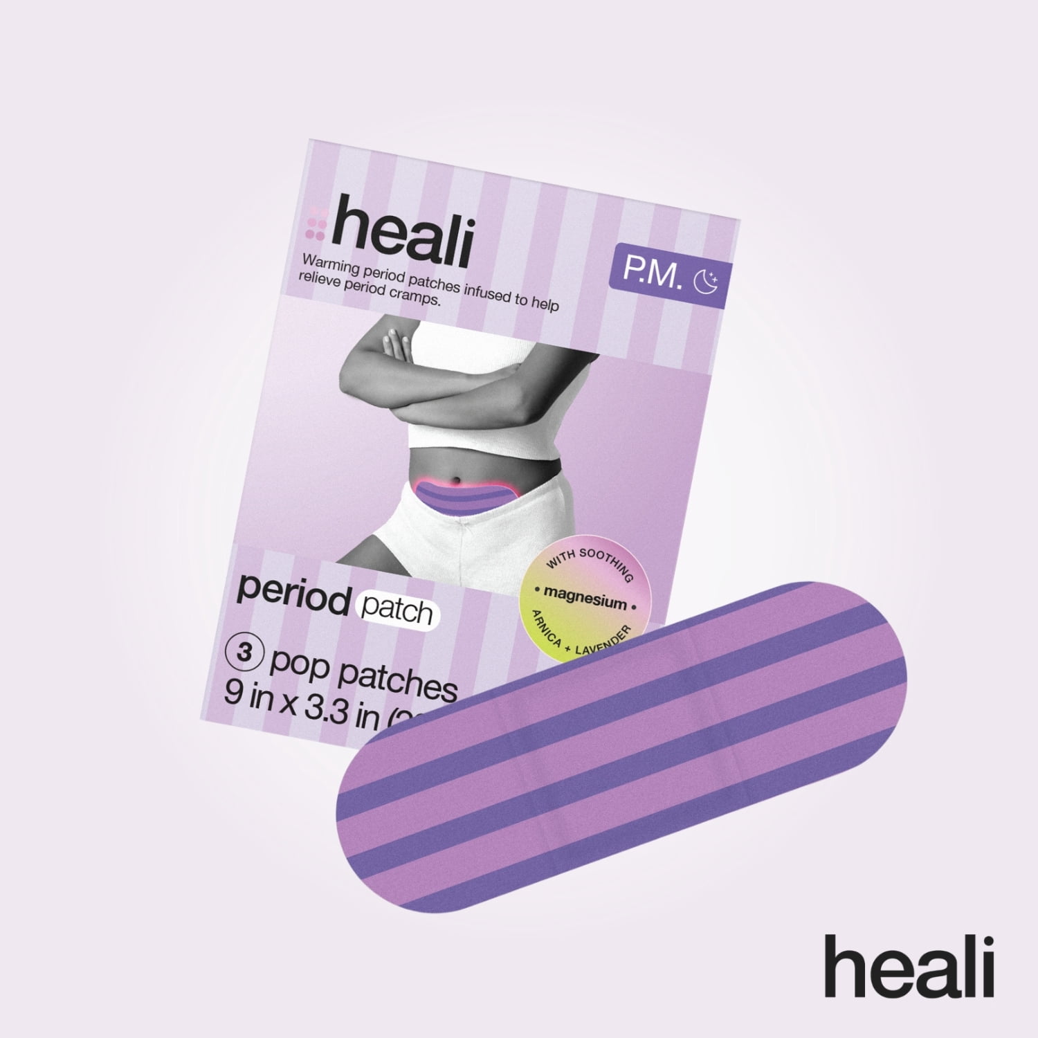 Heali Night Menstrual Heating Patches, 3 Count, Natural Ingredients for Period Pain Relief
