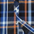 thumbnail image 5 of Coevals Club Men's Western Shirt Cowboy Plaid Country Pearl Snap Button Short Sleeve Two Pockets Work Shirts 05 Blue Black Orange Small, 5 of 7