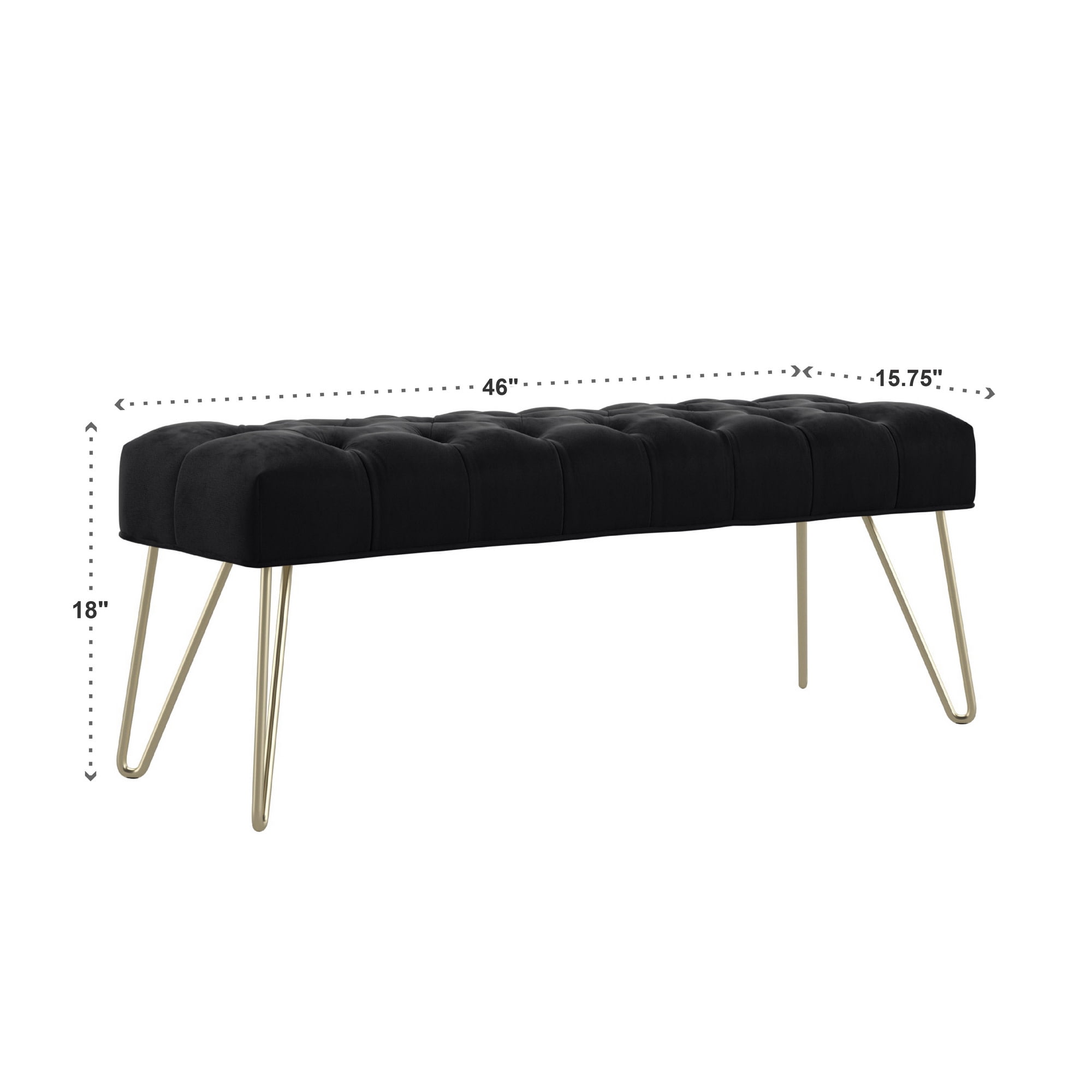 Weston Home Addison Upholstered Bench, Black