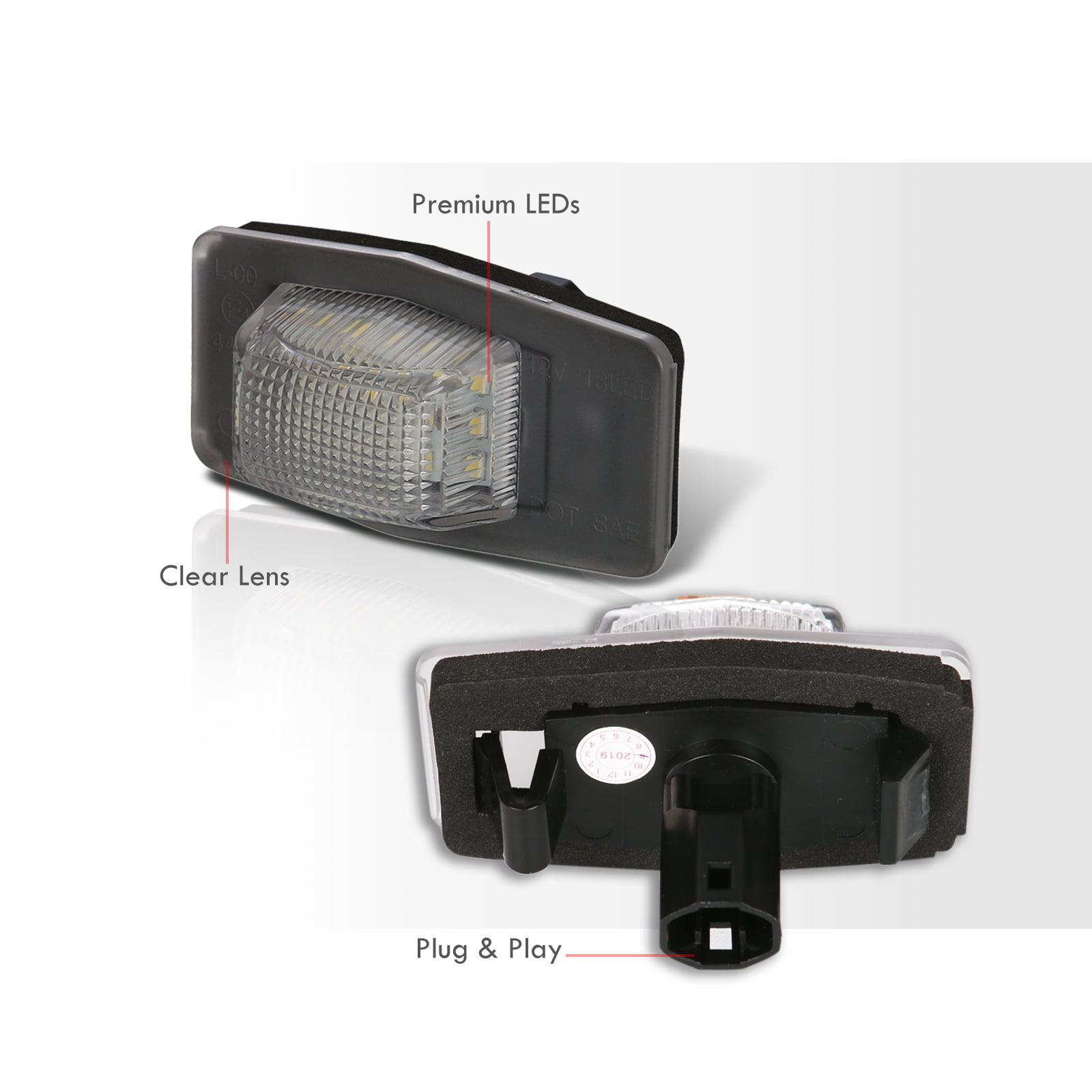 AJP Distributors 2PCS White SMD LED License Plate Lights Lamps Assembly Pair Compatible/Replacement For Mazda Miata MX-5 Protege MPV Tribute / Ford Escape 1999 2000 2001 2002 2003 2004 2005 2006 2007