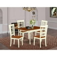 thumbnail image 3 of East West Furniture MZNI5-WHI-W 5 Pieces Dining set - Durable Drop Leaf Wooden Wood Table and 4 Hardwood Seat Kitchen Chairs, Buttermilk and Cherry Finish, 3 of 3
