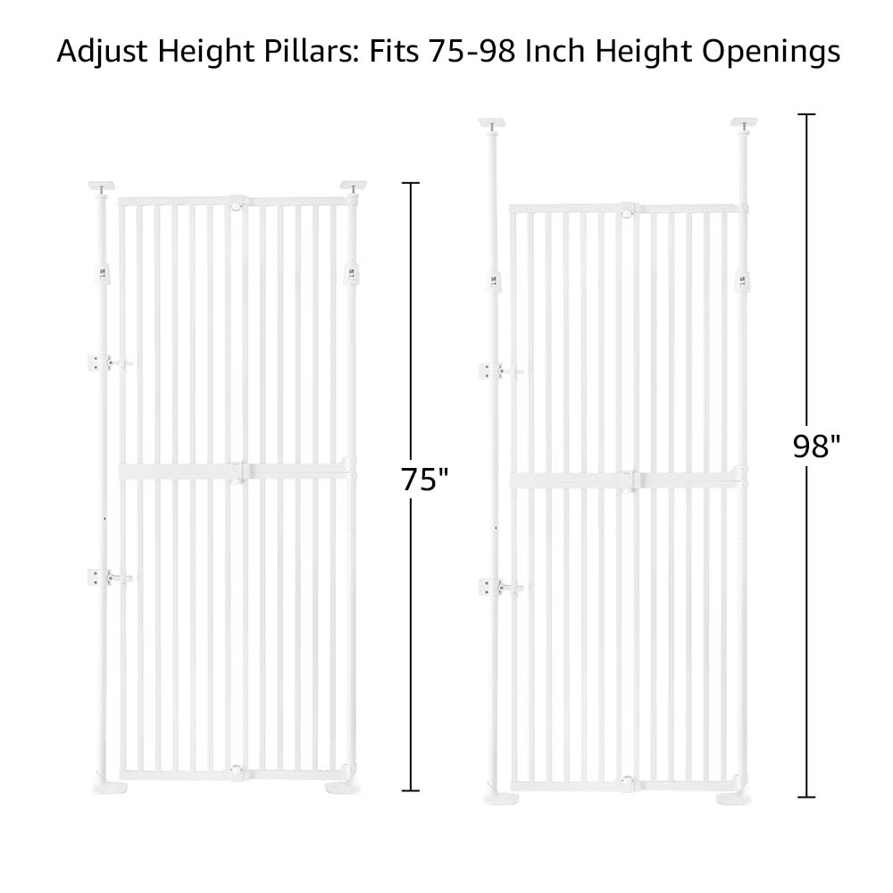 Unipaws 75" High Extra Tall Cat Gate, Auto Closing and No Drilling Safety Gate for Doorway, Fit 21"-34" Opening, White