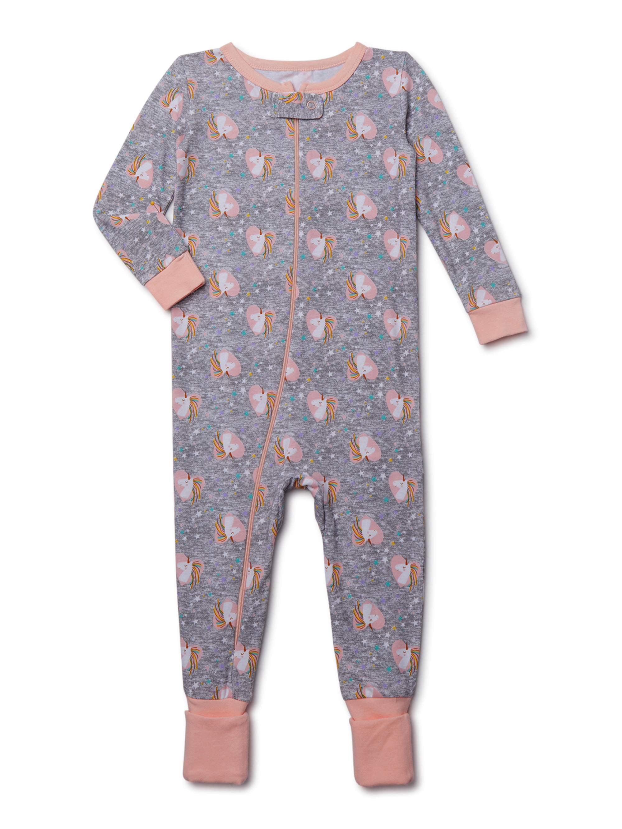 Sleep On It Baby Girls Convertible Footed 1pc Sleeper Pajamas with