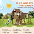 thumbnail image 2 of Wooden Playset 10 in 1 for Backyard - 6FT Slide, Fort with Kitchen, Swing Set, Sandbox, Rock Wall - Outdoor Play Structure for Kids, 2 of 7
