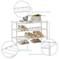 thumbnail image 3 of Quiqear 3-Tier Shoe Rack, Stackable Bamboo Shoe Shelf, 12 Pairs Storage Organizer for Shoes, White, 3 of 10