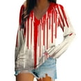 thumbnail image 3 of yoeyez Halloween Womens Tops V Neck Long Sleeve Shirts Cute Funny Graphic Tunic Top Causal Fashion Raglan Sleeves Tee Shirts Red,XXL, 3 of 6
