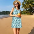 thumbnail image 3 of Fotbe Teal turquoise shell Pattern Women’s Summer Tank Midi Dress – Sleeveless A-Line Dress, Floral T-Shirt Dress, Casual Flowing Beach Sundress, 3 of 7