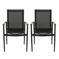 thumbnail image 2 of Benfield Mesh and Aluminum Outdoor Dining Chairs, Black and Natural, Set of 2, 2 of 8