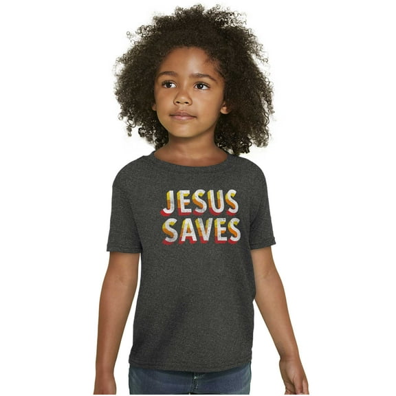 Religious Christian Jesus Saves Crewneck T Shirts Boy Girl Teen Brisco Brands XS