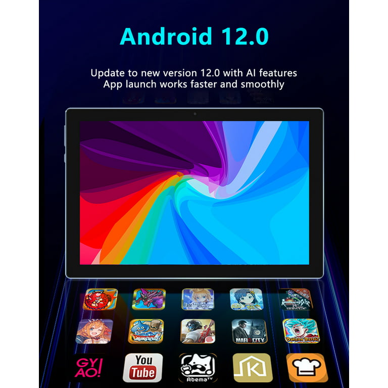 Tablet Android 12.0 Da 10 Pollici M10, 2GB RAM 32GB Storage, WIFI 6, Quad-Core