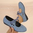 thumbnail image 6 of HTHLVMD Low Heel Loafers, Lace Up Canvas Shoes, Casual Walking Shoes, orthopedic shoes for women wide width, Women's Lace Up Low Heel Loafers Casual Comfortable Canvas Walking Shoes, Blue 6, 6 of 9