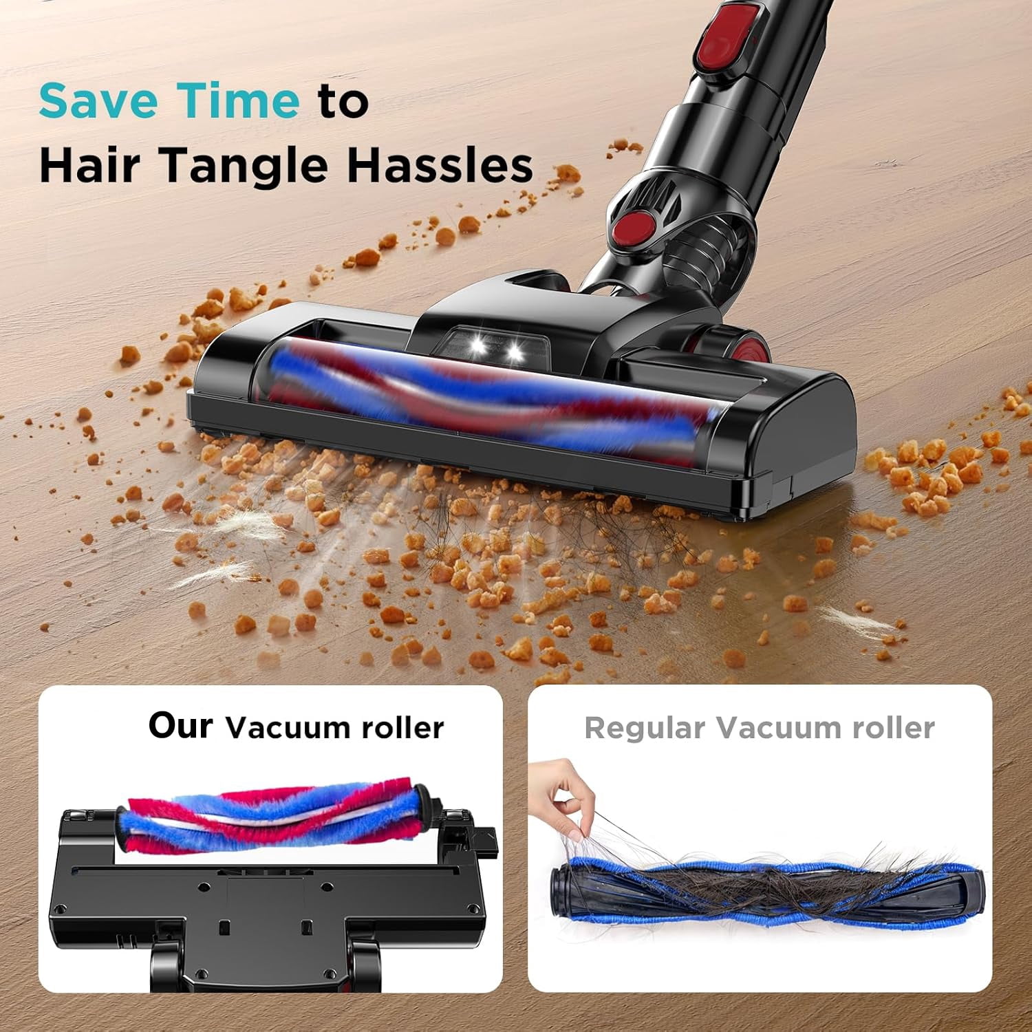 KANFUAQ Cordless Vacuum Cleaner, 38KPA/450W 50Min 2500mAh Stick Vacuum for Home Pet Hair Carpet Hardwood Floor