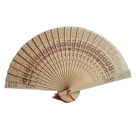 

Shangqer 2PCS Handheld Fan Flower Pattern Smooth Opening Wood Embroidered Hand Fan for Women