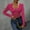 Hot Pink, variant on Long Sleeve Blouses for Women Lace Women Tops V-Neck Solid Tight Casual Floral Breathable Tops,Black L