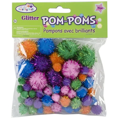 Glitter Pom-Poms Variety Pack 75/Pkg-Assorted