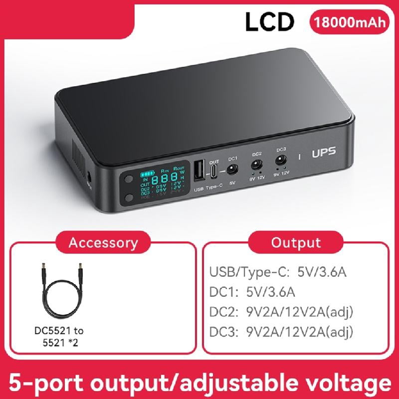 UPS Battery Backup 9000mAh/10400mAh/18000mAh Small Uninterruptible Power Supply