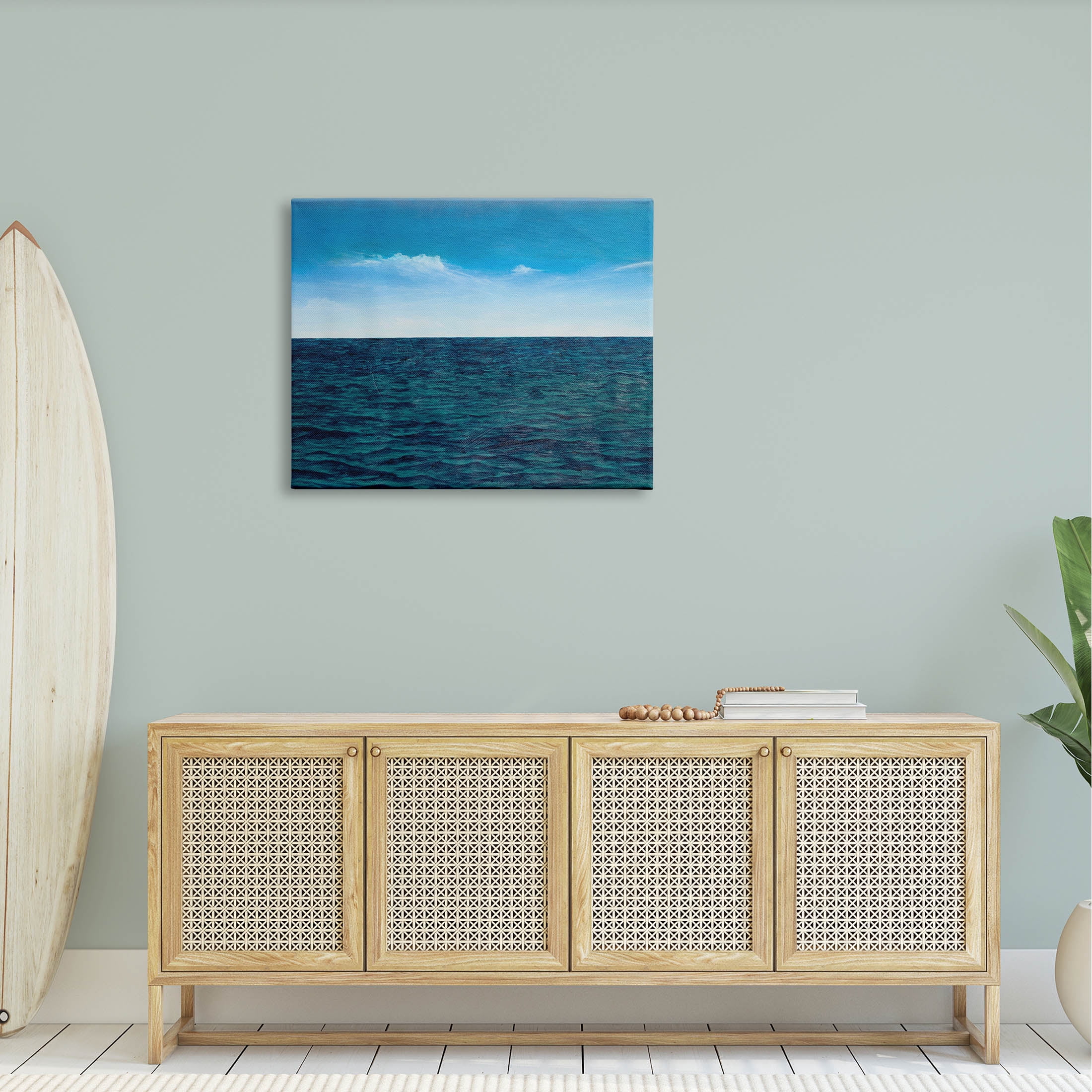Deep Ocean Blue Water Waves Coastal Graphic Art Gallery Wrapped Canvas Print Wall Art