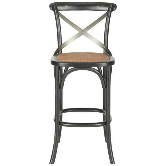 SAFAVIEH Eleanor Square Mid Back Bar Stool, Black
