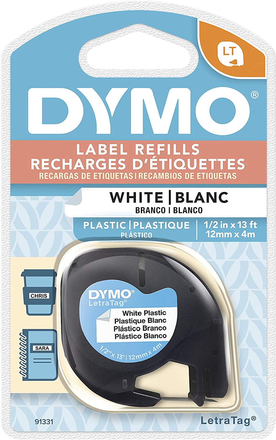 Dymo LetraTag LT-100H Label Maker ABC Keyboard and LetraTag Labelling Tape of 12 mm x 4 m Paper Black on White