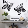 thumbnail image 1 of Decoración mural EZ4ENCE con forma de mariposa, metal negro, 2 unidades, 1 of 5