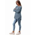 thumbnail image 3 of Long Sleeve Shirts for Women Tunic Tops for Women Loose Fit Dressy Crew Neck Pullover Basic Sweaters for Women Blue M, 3 of 5