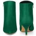thumbnail image 2 of Unique Bargains Women's Pointed Toe Side Zip Stiletto Heeled Ankle Boots Green 6, 2 of 5