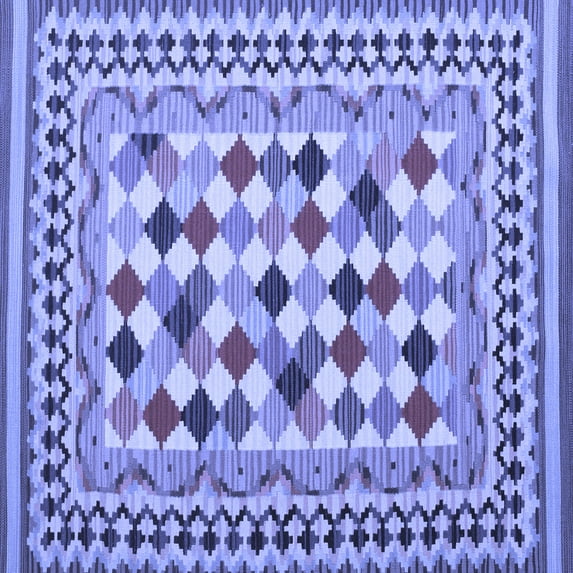 Ahgly Company Machine Washable Indoor Square Abstract Blue Contemporary Area Rugs, 3' Square