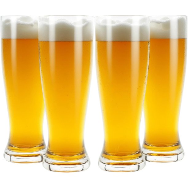 Vasos Clásicos de Cerveza Pilsner Irrompibles, Cristalinos y Resistente a Roturas, Ideales para Uso en Interiores y Exteriores, Fiestas, Camping, Reutilizables – Juego de 4, 18 Onzas.