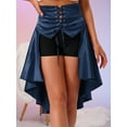thumbnail image 5 of YiZYiF Womens Gothic Medieval Steampunk Satiny Pirate Skirt Lace-up Tiered Ruffled High Low Skirts Navy Blue 3XL, 5 of 7