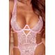 thumbnail image 4 of ABPHQTO Lencería de peluche de encaje con tiras de espagueti ajustable rosa para mujer, 4 of 5