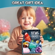 Piano Potato Gems Dig Kit for Kids, STEM Science Toy with 12 Genuine Gemstones - Archaeology Excavation Kit Includes Keychain & Display Stand, Educational Gift for Boys & Girls Ages 6+