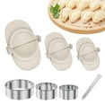thumbnail image 3 of AMERTEER 7Pcs Dumpling Maker Reusable Dumpling Press Mold with 3 Dough Cutter and 1 Spoon 304 Stainless Steel Dumpling Maker Machine Safe Empanada Press Mold Set for Dumpling Kitchen, 3 of 11