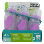 Angle View: Evenflo Advanced Angled Plus Vented Bottle - 6 Ounce - 3 Count - Purple/Aqua