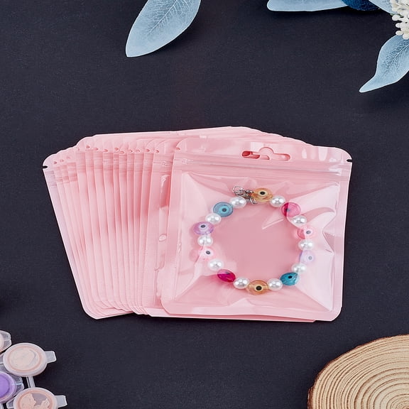 50 Pcs Resealable Ziplock Bags with Clear Window Plastic Packaging Zip Lock Bags Top Self Seal Pouches