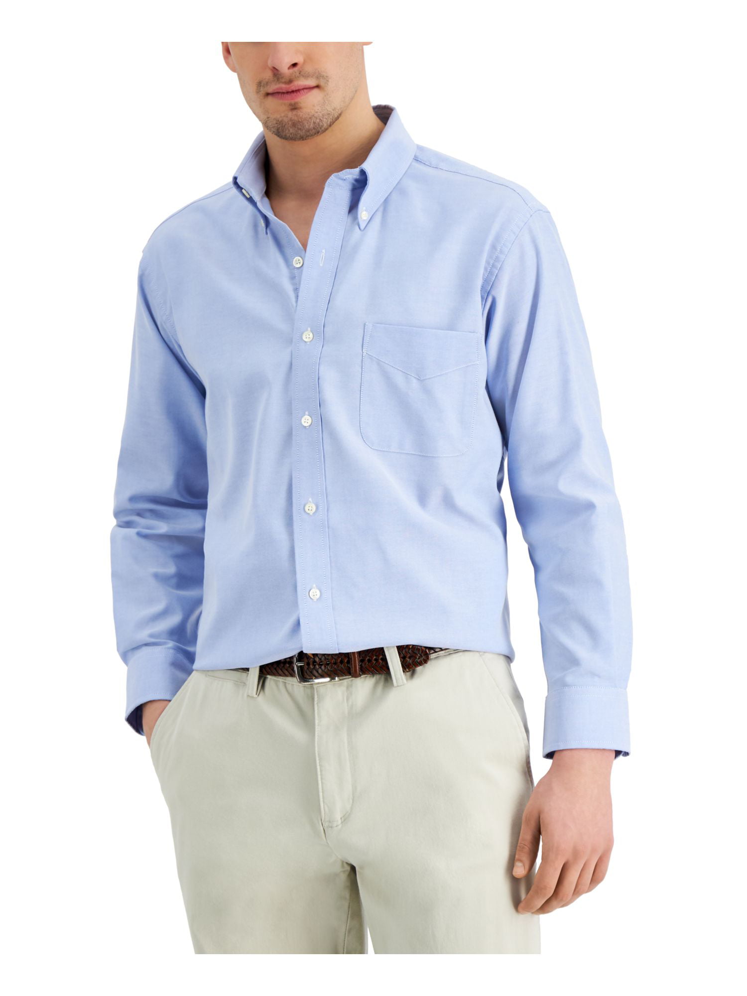 YUSKY Mens Slim Long Sleeve Striped Button Business Formal Western Shirt