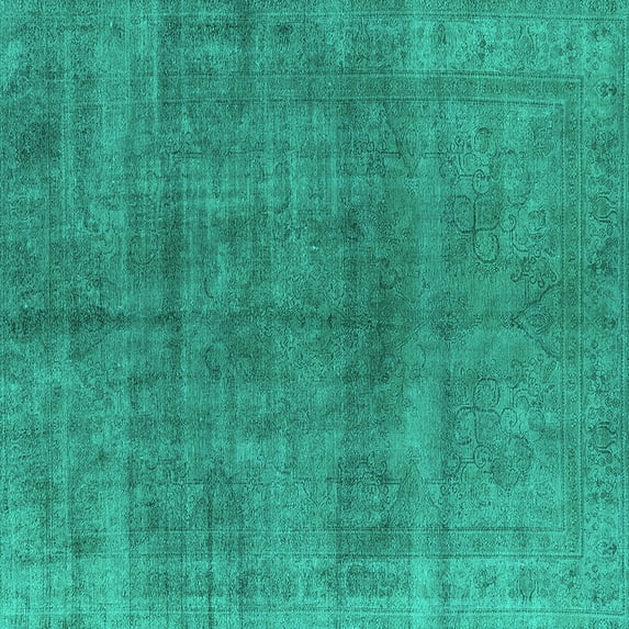 Ahgly Company Indoor Square Oriental Turquoise Blue Industrial Area Rugs, 4' Square