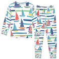 thumbnail image 2 of FORMRS Long Sleeve Top and Pants Pajama Set for Niños 2-Piece Sleepwear, Sizes 18M-8Y, Colorful Sailboats, 2 of 6